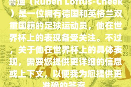 鲁迪（Ruben Loftus-Cheek）是一位拥有德国和英格兰双重国籍的足球运动员，他在世界杯上的表现备受关注。不过，关于他在世界杯上的具体表现，需要您提供更详细的信息或上下文，以便我为您提供更准确的答案。