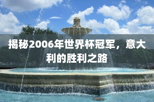 揭秘2006年世界杯冠军，意大利的胜利之路