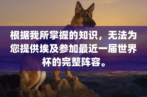 根据我所掌握的知识，无法为您提供埃及参加最近一届世界杯的完整阵容。
