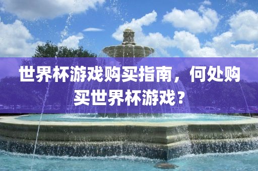 世界杯游戏购买指南，何处购买世界杯游戏？