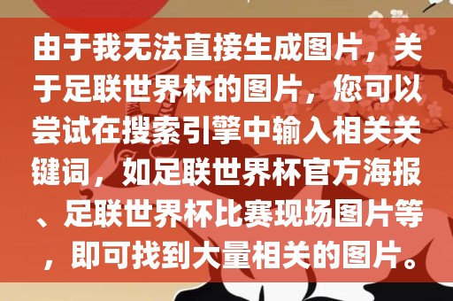 由于我无法直接生成图片，关于足联世界杯的图片，您可以尝试在搜索引擎中输入相关关键词，如足联世界杯官方海报、足联世界杯比赛现场图片等，即可找到大量相关的图片。