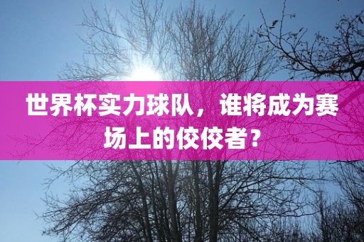 世界杯实力球队，谁将成为赛场上的佼佼者？