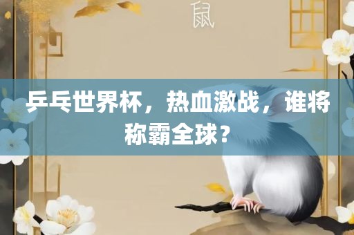 乒乓世界杯，热血激战，谁将称霸全球？